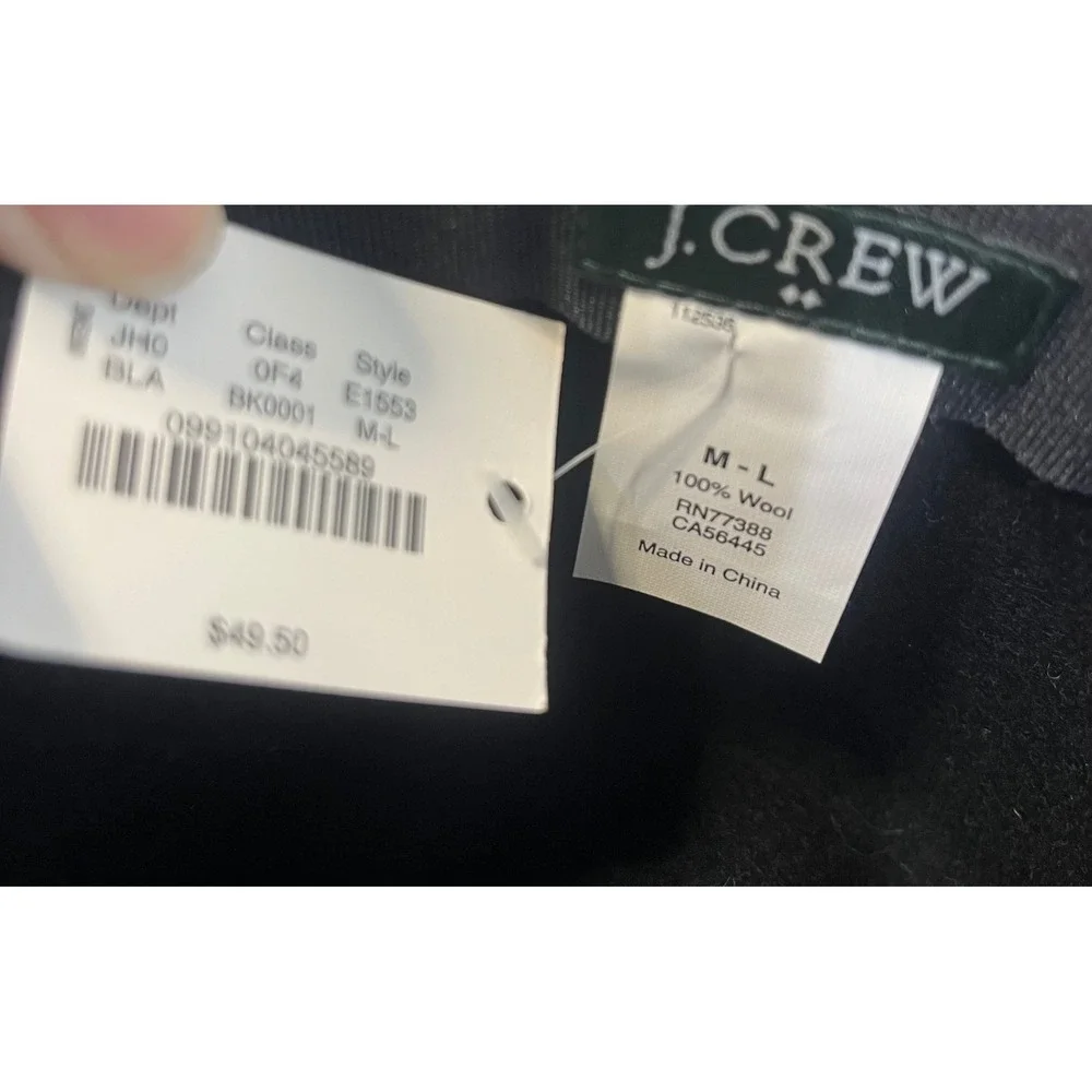 New J.Crew 100% Wool Black Hat‎ Medium/Large Womens Boho Classic Style Floppy